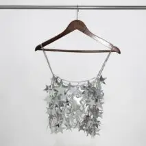 Handmade Hollow Glitter Star Sequins Sleeveless Tank Top - ArtGalleryZen