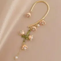 Handmade Lily Of The Valley Dangle Ear Wrap Earrings - ArtGalleryZen