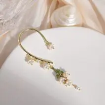 Handmade Lily Of The Valley Dangle Ear Wrap Earrings - ArtGalleryZen