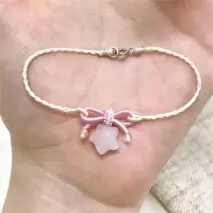 Handmade Natural Chalcedony Stone Bowknot Star Bracelet - ArtGalleryZen