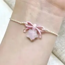 Handmade Natural Chalcedony Stone Bowknot Star Bracelet - ArtGalleryZen