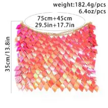 Handmade Orange Rhombic Sequins Patchwork Strappy Nightclub Party Skirt - ArtGalleryZen