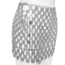 Handmade Squamous Glitter Sequins Patchwork Strappy Nightclub Party Skirt - ArtGalleryZen