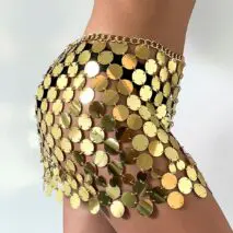 Handmade Squamous Glitter Sequins Patchwork Strappy Nightclub Party Skirt - ArtGalleryZen