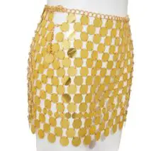 Handmade Squamous Glitter Sequins Patchwork Strappy Nightclub Party Skirt - ArtGalleryZen