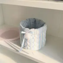 Handmade Sweet Bowknot Heart Round Fabric Storage Basket - ArtGalleryZen