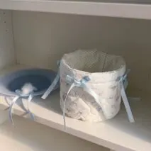 Handmade Sweet Bowknot Heart Round Fabric Storage Basket - ArtGalleryZen