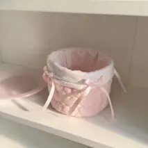 Handmade Sweet Bowknot Heart Round Fabric Storage Basket - ArtGalleryZen