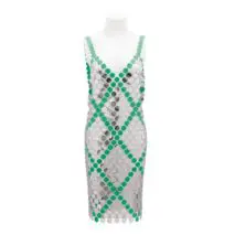 Handmade Two-tone Squamous Sequins Patchwork Rave Party Midi Dress - ArtGalleryZen