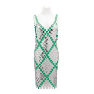 Handmade Two-tone Squamous Sequins Patchwork Rave Party Midi Dress - ArtGalleryZen