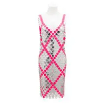 Handmade Two-tone Squamous Sequins Patchwork Rave Party Midi Dress - ArtGalleryZen