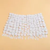 Handmade White Black Sequins Tassel Patchwork Strappy Nightclub Party Mini Skirt - ArtGalleryZen