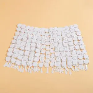 Handmade White Black Sequins Tassel Patchwork Strappy Nightclub Party Mini Skirt - ArtGalleryZen