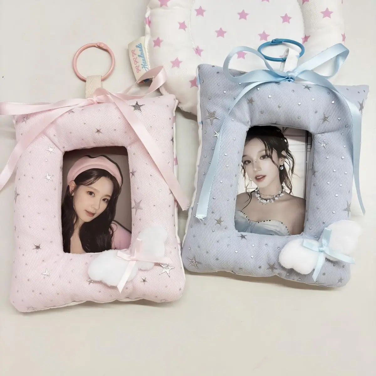 Handmade Wing Star Fabric Photocard Holder Keychain Kpop Card Display - ArtGalleryZen