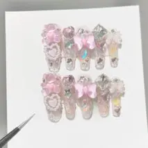 Handmade Y2K Gummy Bears Bowknot 3D Press on Nails False Nail - ArtGalleryZen