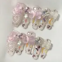 Handmade Y2K Gummy Bears Bowknot 3D Press on Nails False Nail - ArtGalleryZen