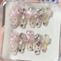 Handmade Y2K Gummy Bears Bowknot 3D Press on Nails False Nail - ArtGalleryZen