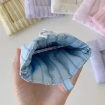 Heart Stripe Fabric Photocard Holder Keychain Kpop Card Display Bag - ArtGalleryZen