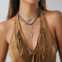 Hippie 3pcs Bull Cowboy Hat Turquoise Pendant Ball Chain Necklace Set - ArtGalleryZen