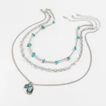 Hippie Layered Cactus Cowboy Hat Pendant Turquoise Necklace Set - ArtGalleryZen
