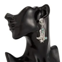 Hippie Turquoise Inlaid Boot Cowboy Hat Star Dangle Earrings - ArtGalleryZen