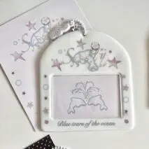 Horizontal Black White Piano Melody Heart Kpop Keychain Photocard Holder - ArtGalleryZen