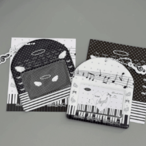 Horizontal Black White Piano Melody Heart Kpop Keychain Photocard Holder - ArtGalleryZen