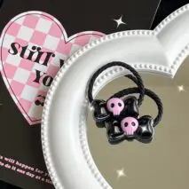 Kawaii 2 Pieces Kuromi Skull Bone Hair Clip Hair Rope Set - ArtGalleryZen