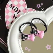 Kawaii 2 Pieces Kuromi Skull Bone Hair Clip Hair Rope Set - ArtGalleryZen