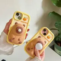Kawaii 3D Capybara Blowing Bubbles iPhone Case - ArtGalleryZen