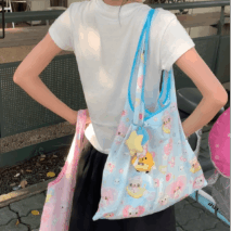 Kawaii Angel Kitten Bear Portable Folding Shoulder Bag - ArtGalleryZen