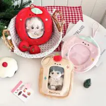 Kawaii Clear Display Keychain Bag - Plush Doll Photocard Holder Pouch - ArtGalleryZen