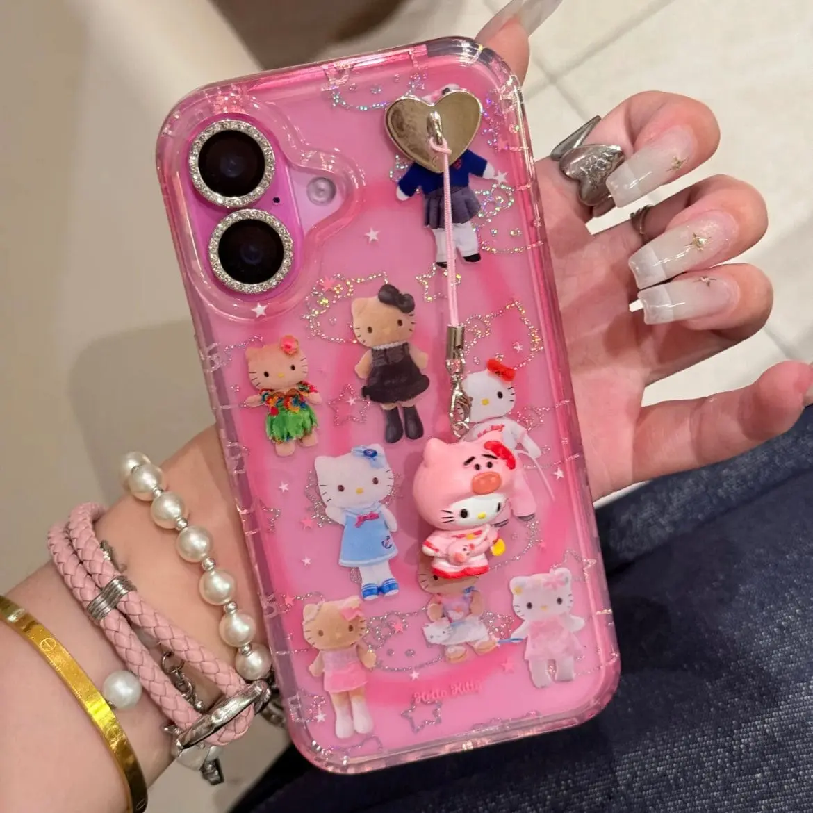 Kawaii Hello Kitty Laser iPhone Case With Charm - ArtGalleryZen