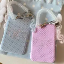 Kawaii Polka Dot Angel Wing Resin Photocard Holder Keychain - ArtGalleryZen