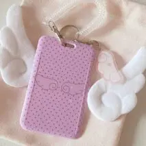 Kawaii Polka Dot Angel Wing Resin Photocard Holder Keychain - ArtGalleryZen
