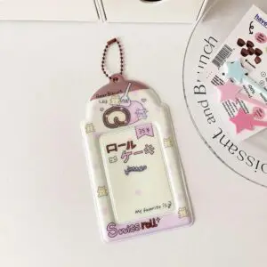 Kawaii Puppy Panda Swiss Roll Kpop Keychain Photocard Holder - ArtGalleryZen