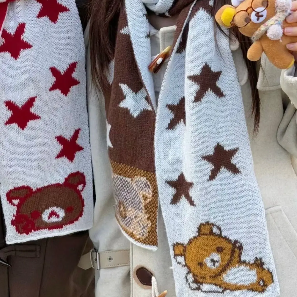 Kawaii Rilakkuma Star Knit Winter Scarf - ArtGalleryZen