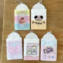 Kawaii Strawberry Cake Photocard Holder Keychain - PVC Card Organizer - ArtGalleryZen