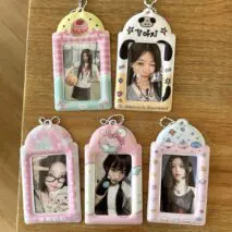 Kawaii Strawberry Cake Photocard Holder Keychain - PVC Card Organizer - ArtGalleryZen
