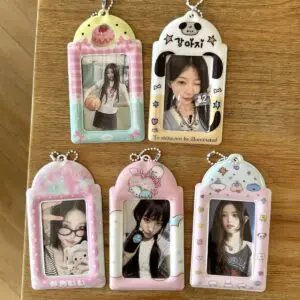 Kawaii Strawberry Cake Photocard Holder Keychain - PVC Card Organizer - ArtGalleryZen