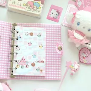Kawaii Strawberry Melody Hollow Heart A7 Binder Cover - ArtGalleryZen