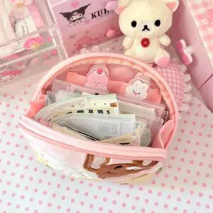 Kawaii Sugarbunnies Embroidery Makeup Toiletry Bag Storage Bag - ArtGalleryZen