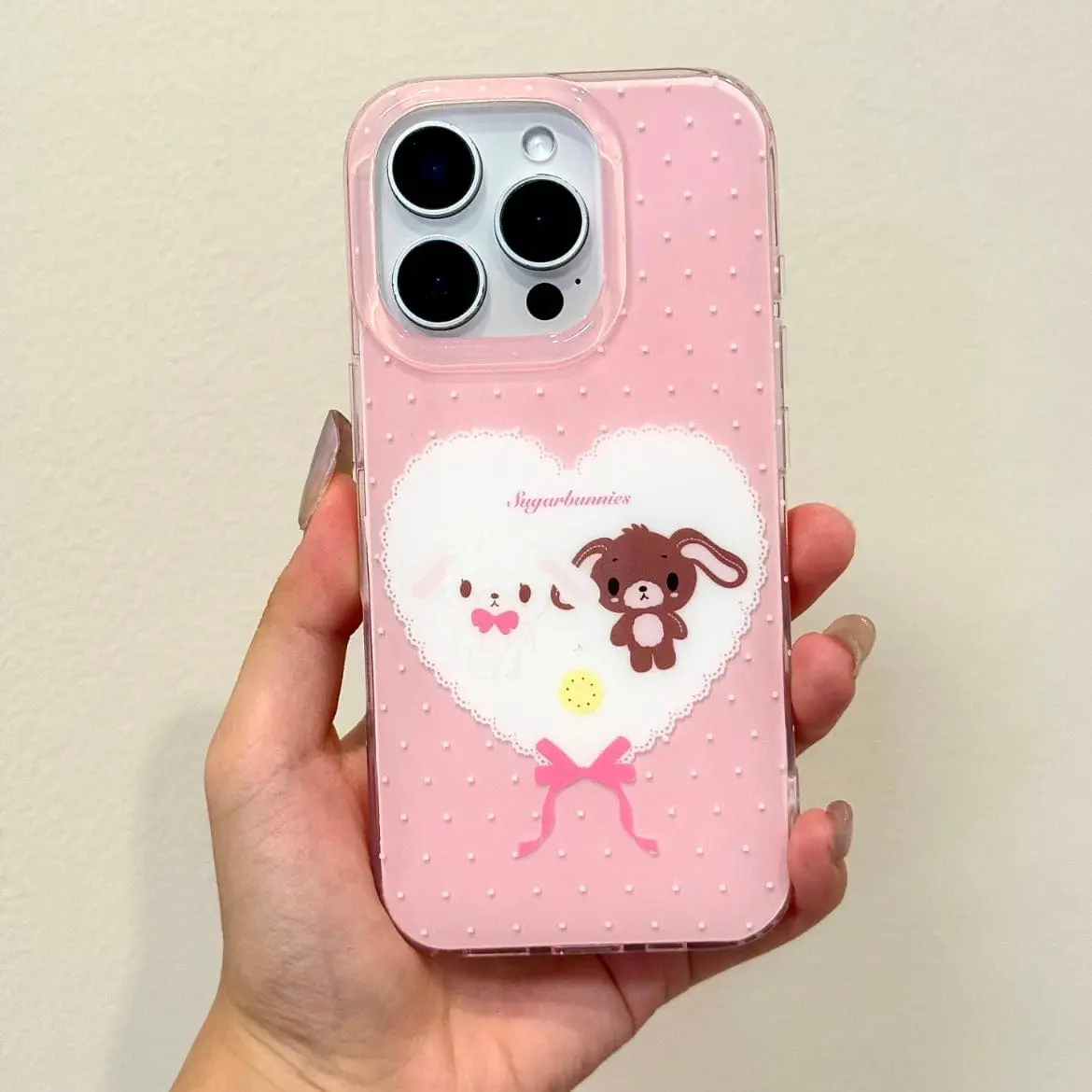 Kawaii Sugarbunnies Heart iPhone Case - ArtGalleryZen