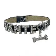 Kpop BTS Rhinestone Inlaid Letter PU Leather Collar Choker Necklace Bracelet - ArtGalleryZen