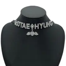 Kpop BTS Rhinestone Inlaid Letter PU Leather Collar Choker Necklace Bracelet - ArtGalleryZen