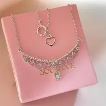 Lace Hollowed-out Pattern Cubic Zirconia Inlaid Chain Necklace - ArtGalleryZen