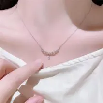 Lace Hollowed-out Pattern Cubic Zirconia Inlaid Chain Necklace - ArtGalleryZen