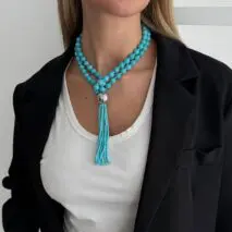 Layered Seed Bead Ball Chain Tassel Y Necklace Choker for Women - ArtGalleryZen