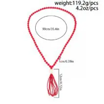 Layered Seed Bead Ball Chain Tassel Y Necklace Choker for Women - ArtGalleryZen
