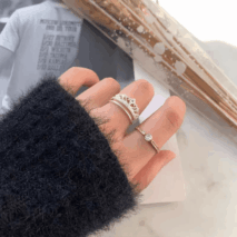 Lux 2 Pieces Stackable Crystal Crown Ring Set - ArtGalleryZen
